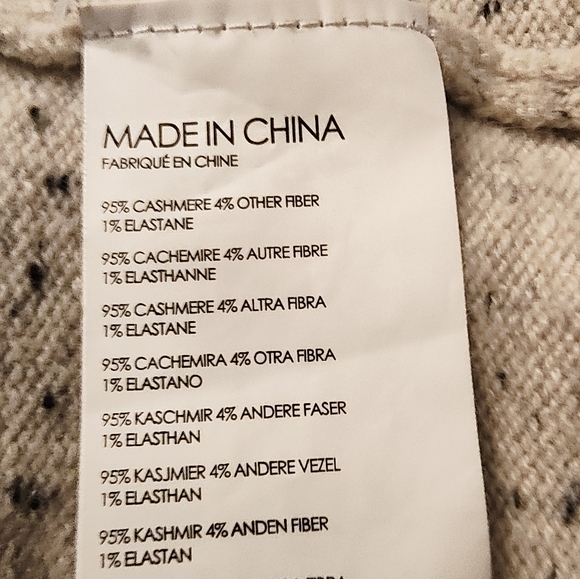 Club Monaco Cashmere Blend Open Front Cardigan Sweater Cream Speckled Medium - Picture 10 of 11